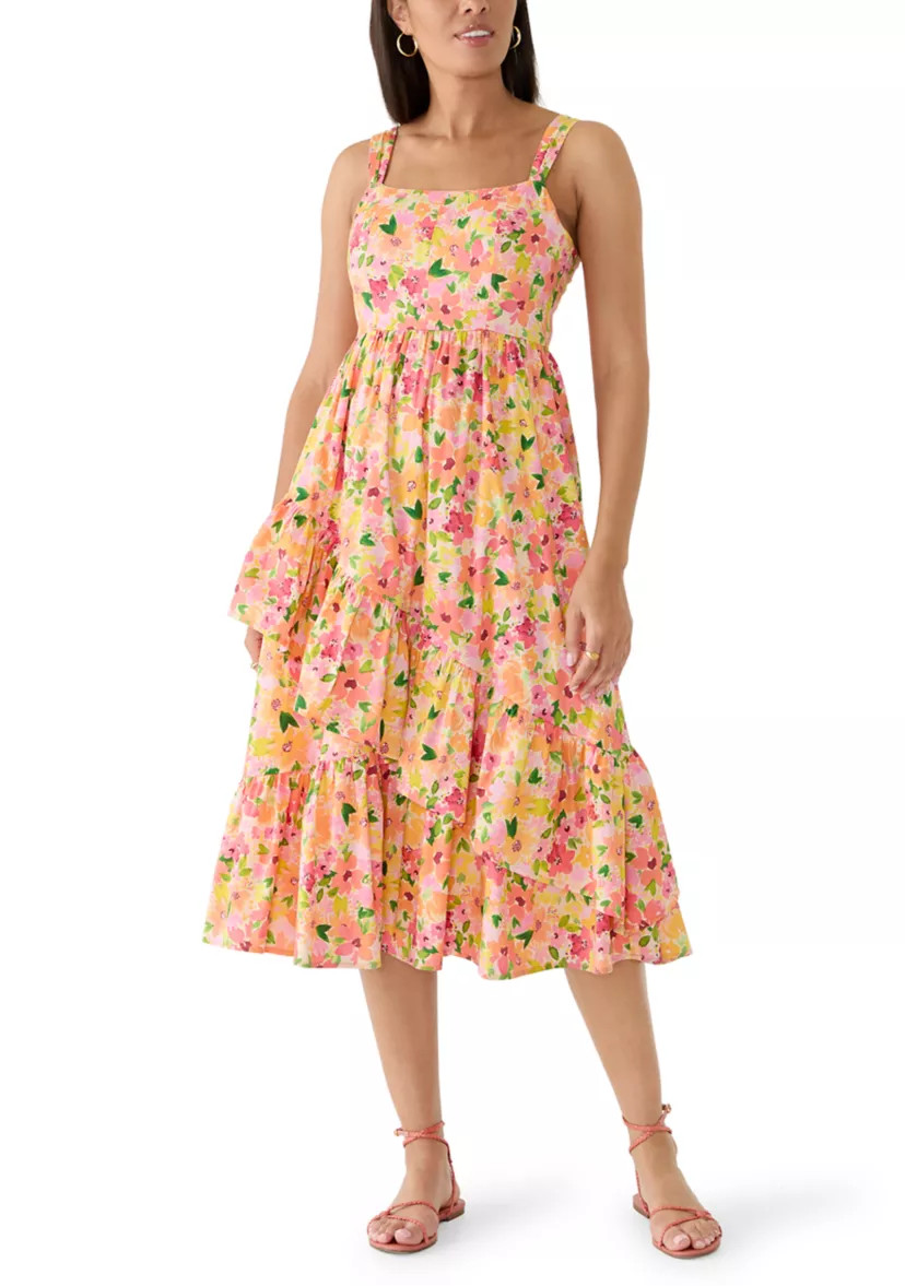 Women's Ruffled Floral Midi Tank Dress | Belk