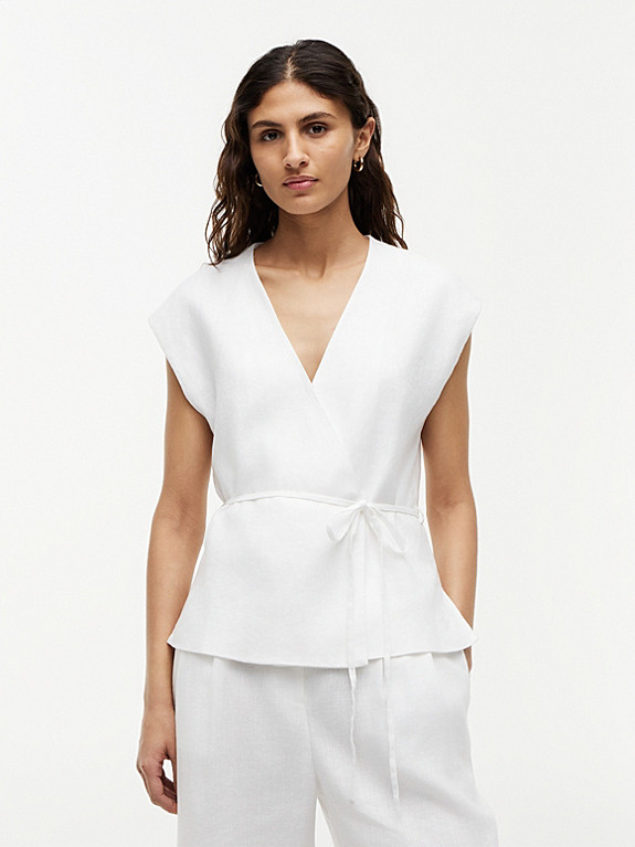Linen Blend Tie Wrap Waistcoat | Tommy Hilfiger UK