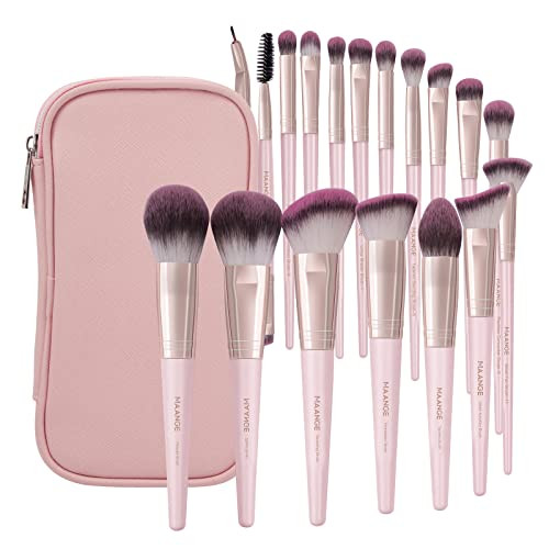 Makeup Brushes with Case, MAANGE 18 Pcs Professional Makeup Brush Set Premium Synthetic Face Kabuki Brush Kit Foundation Blush Powder Eyeshadow Brushes Set Christmas Gift (Pinkgold) | Amazon (US)