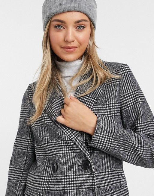 New Look check blazer coat in black pattern | ASOS (Global)