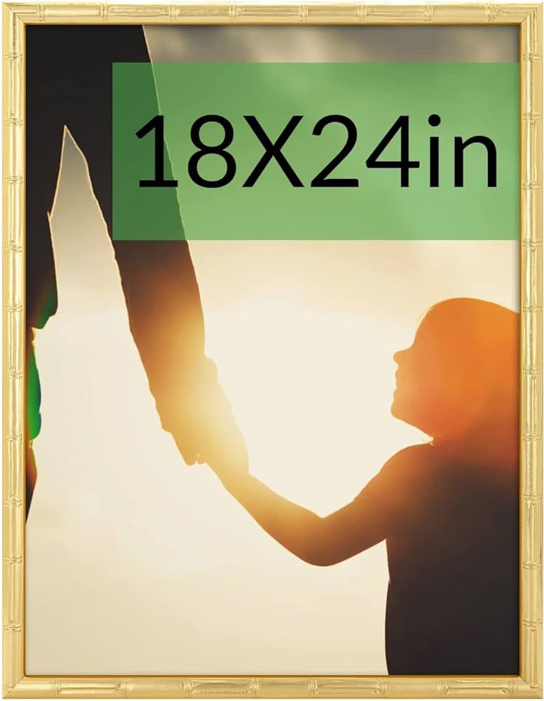 18x24 Picture Frame, Gold Poster Frame, Bamboo Design Natural Gallery Frame, Horizontal or Vertic... | Amazon (US)