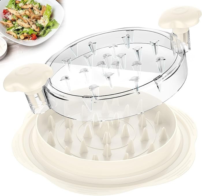 Chicken Shredder Tool Twist Large Meat Shredder with Brush&Fork, Beige | Amazon (US)