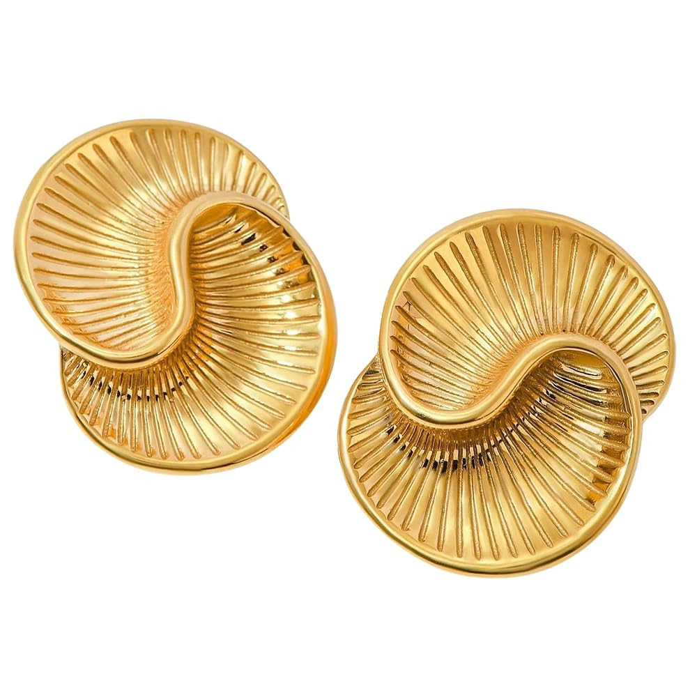 Gold Chunky Statement Earrings – Bold Retro-Inspired Fashion Jewelry for Women | Amazon (US)
