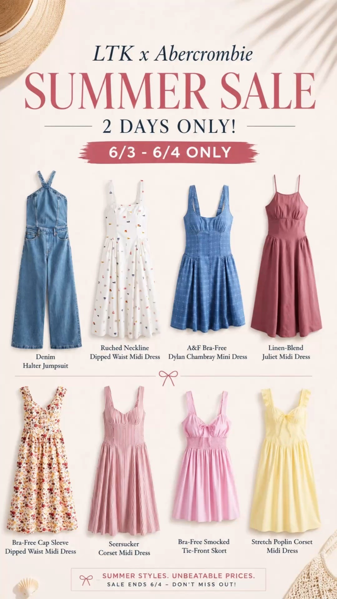 If your summer wardrobe needed a sign… this is it ☀️🤍

The LTK x Abercrombie sale is officially live inside the LTK app ONLY and these pieces are too good to sit on. From effortless linen dresses to the cutest feminine summer styles, everything feels elevated, easy, and perfect for vacation, brunch, beach days, and summer nights out.

The sale only runs 6/3–6/4, so don’t wait too long because the best sizes always go first.

#abercrombiestyle #summeroutfitideas #vacationstyle

#LTKxAbercrombie #LTKSaleAlert #LTKMidsize