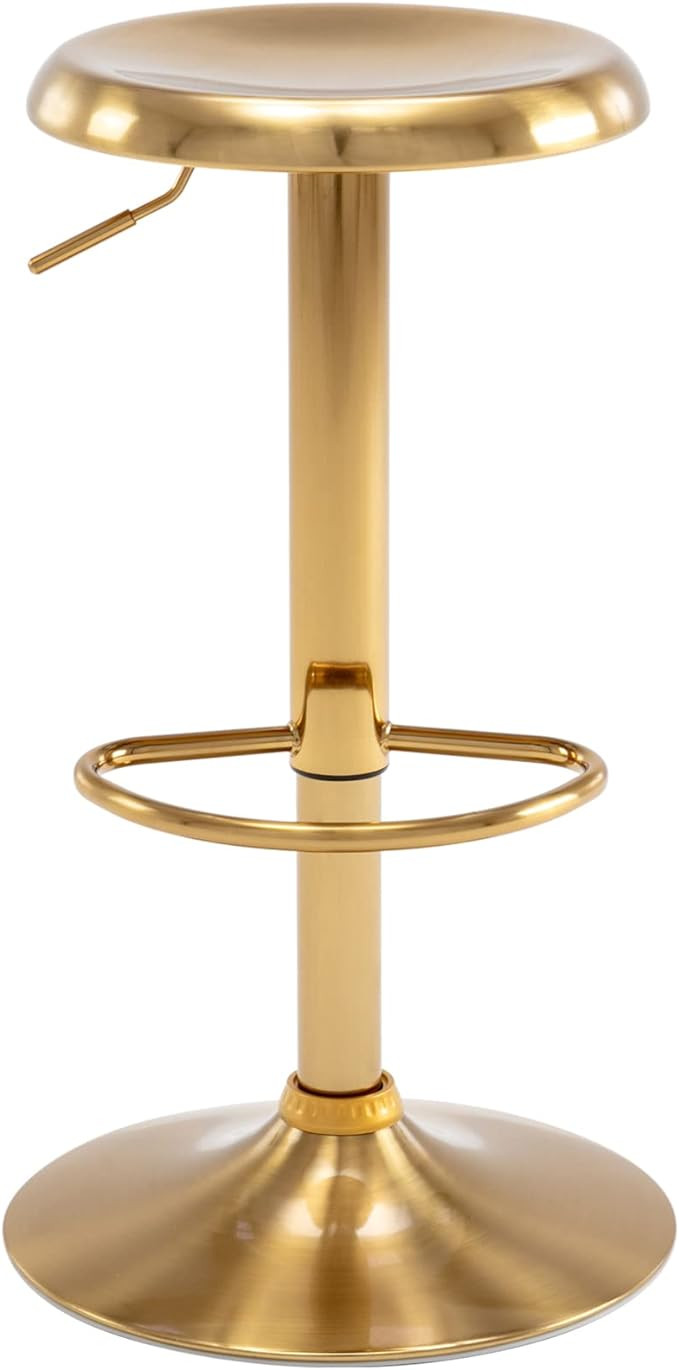 Brage Living Adjustable Bar Stool, Swivel Round Metal Airlift Barstool, Backless Counter Height B... | Amazon (US)