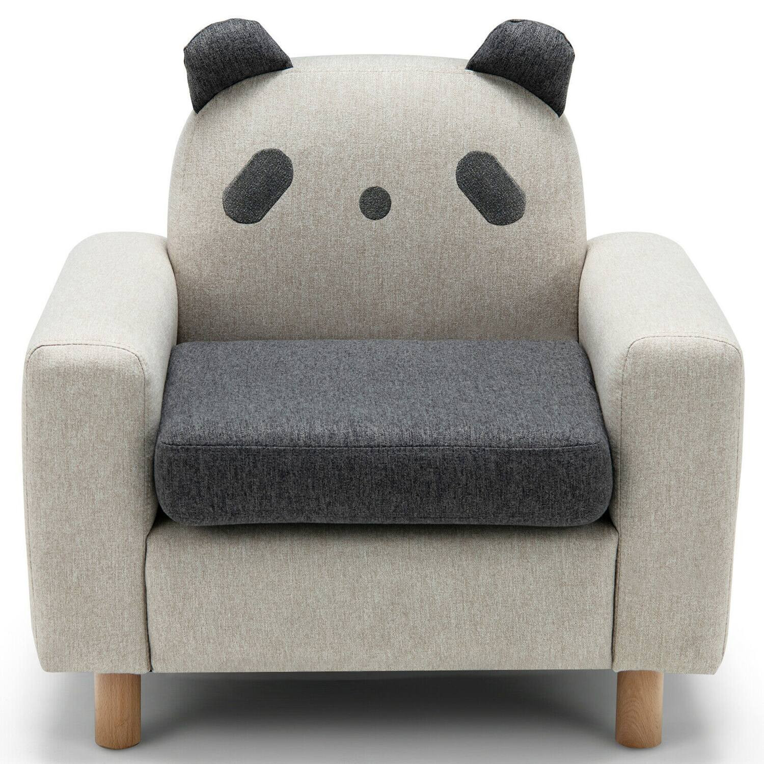 Costway - Kids Panda Sofa Wooden Armrest Chair Couch w/ Thick Cushion Beech Legs Gift - Gray | Best Buy U.S.