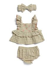 Newborn Girls 2pc Floral Ruffle Top And Bloomers Set With Headband | TJ Maxx