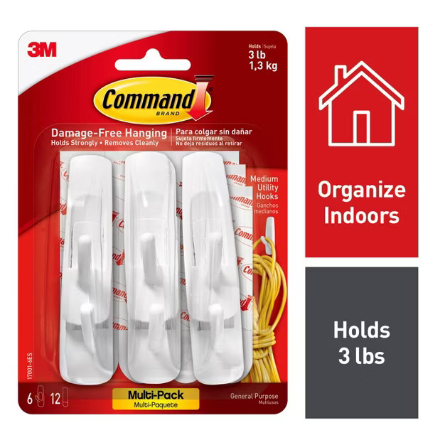 Command 6 Hooks 12 Strips Medium Sized Utility Hooks Value Pack White | Target