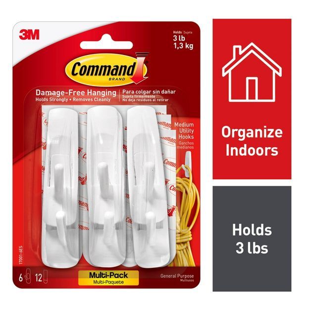 Command 6 Hooks 12 Strips Medium Sized Utility Hooks Value Pack White | Target
