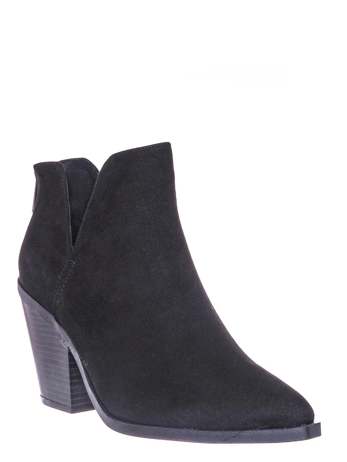 Block Heel Side Cutout Bootie - Womens Double V-Cut Ankle Boots | Walmart (US)
