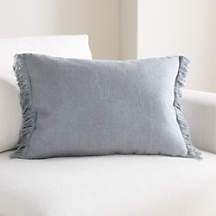 Casual Textured Fringe 24"x16" Smoke Blue Throw Pillow Cover + Reviews | Crate & Barrel | Crate & Barrel