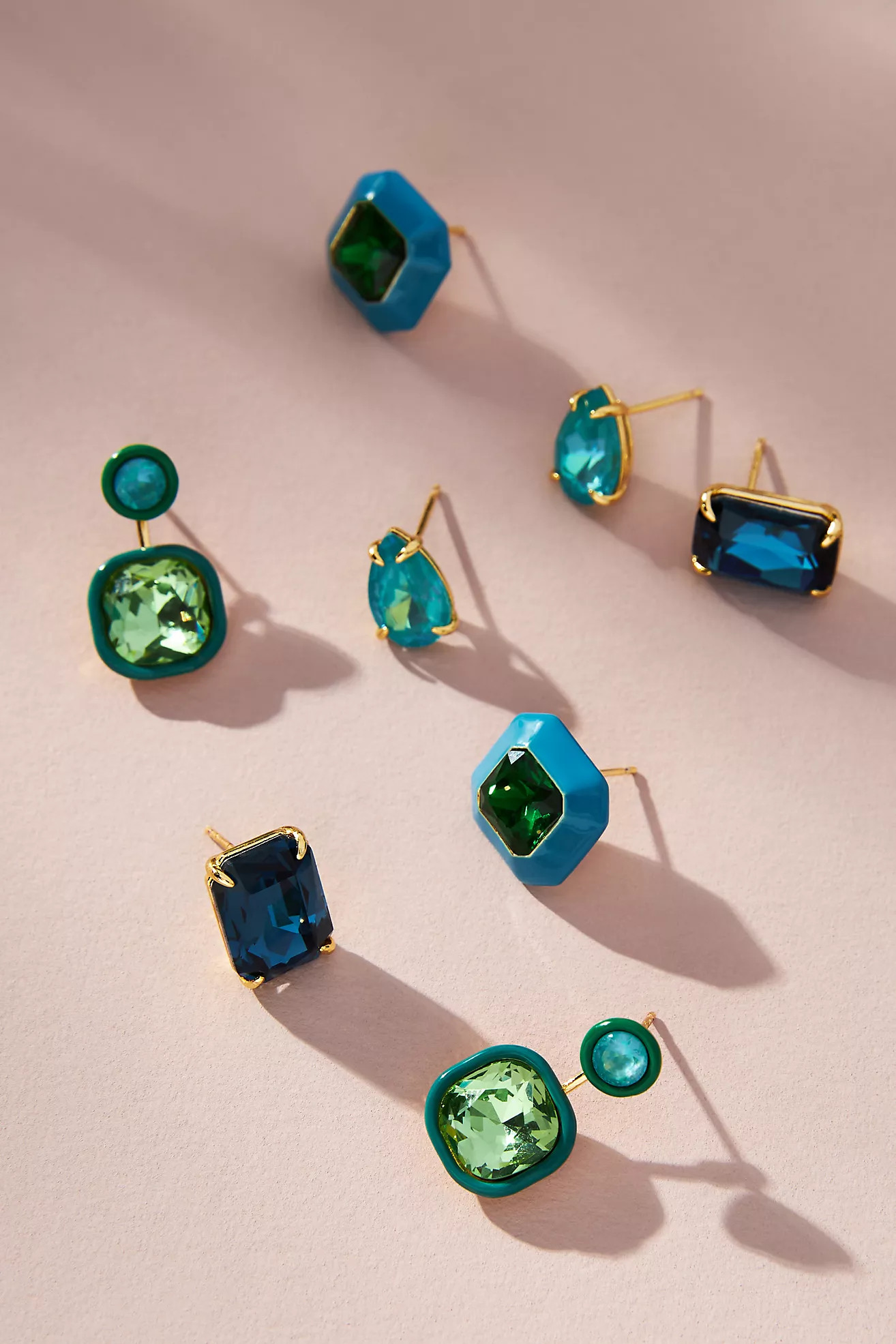 Faceted Gem Earrings, Set of 4 | Anthropologie (US)