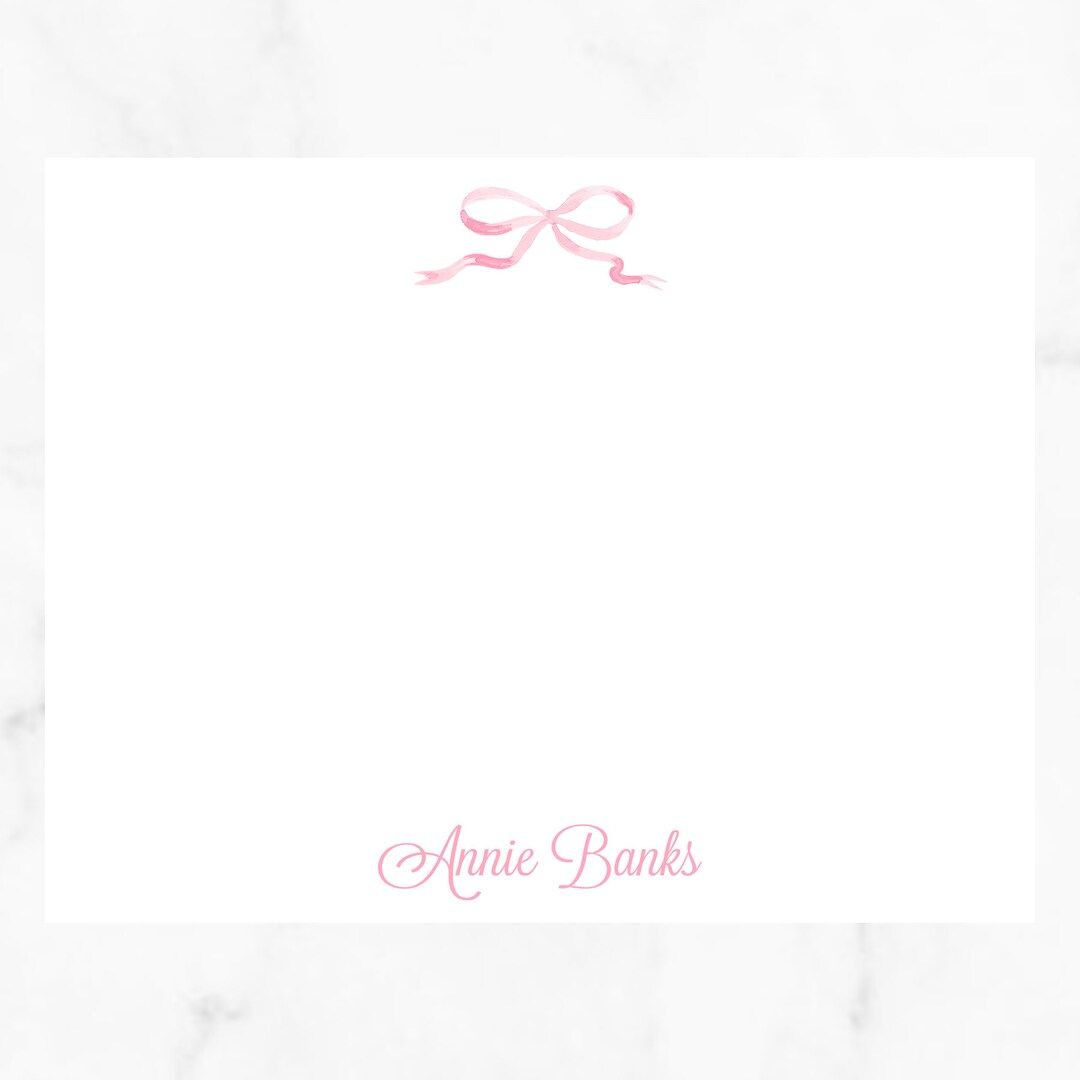 Pink bow personalized notecards | Etsy (US)