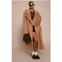 Plus Tan Brushed Wool Maxi Coat | PrettyLittleThing UK