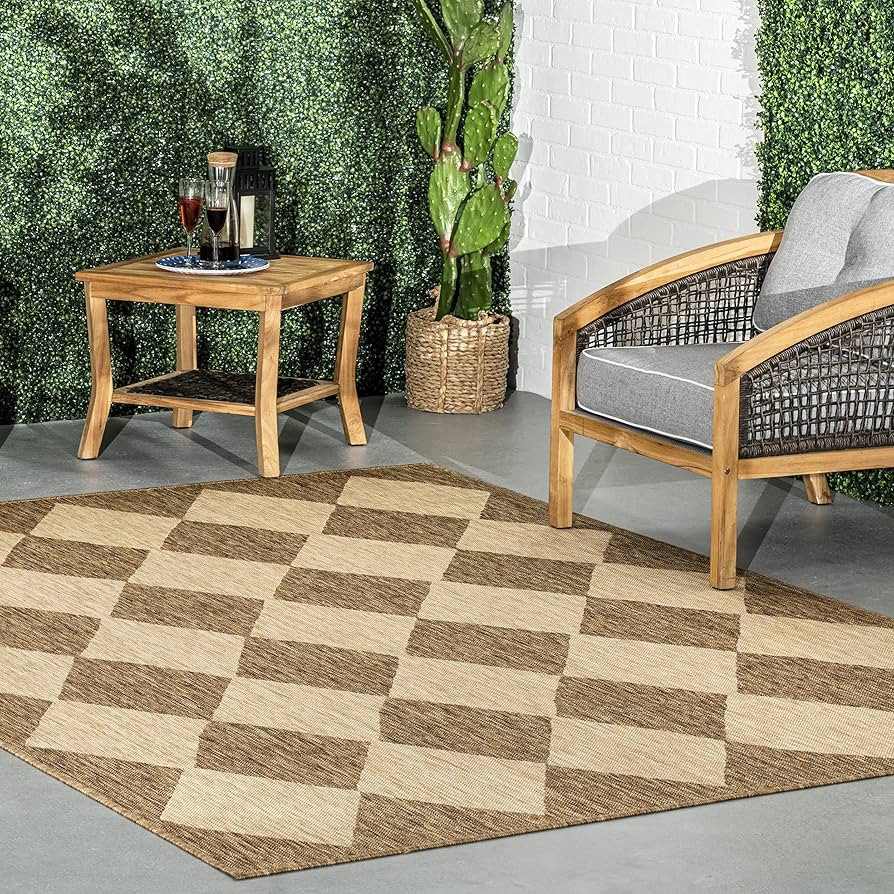 nuLOOM Sabina Diamond Trellis Indoor/Outdoor Area Rug, 4x6, Beige | Amazon (US)