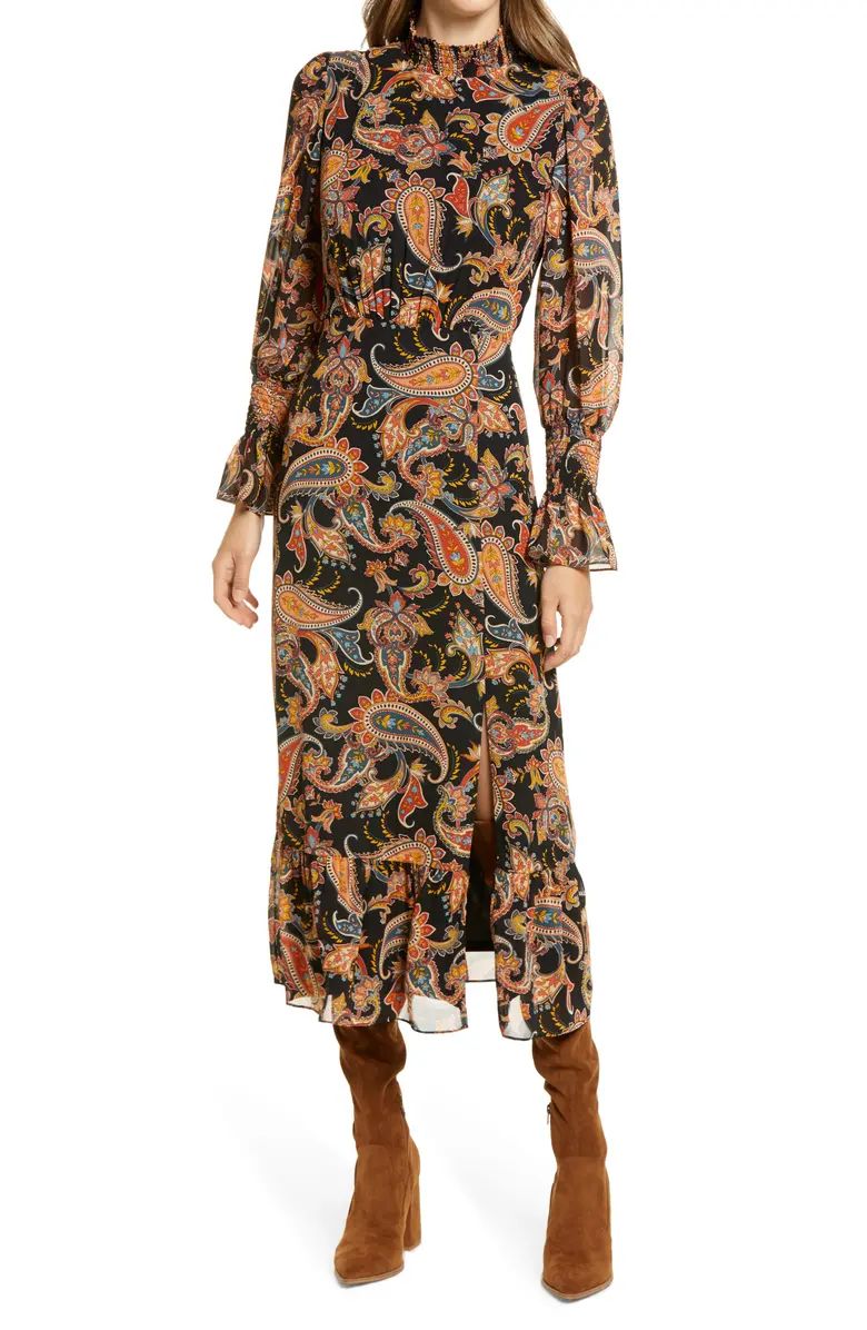 Paisley Long Sleeve Midi Dress | Nordstrom