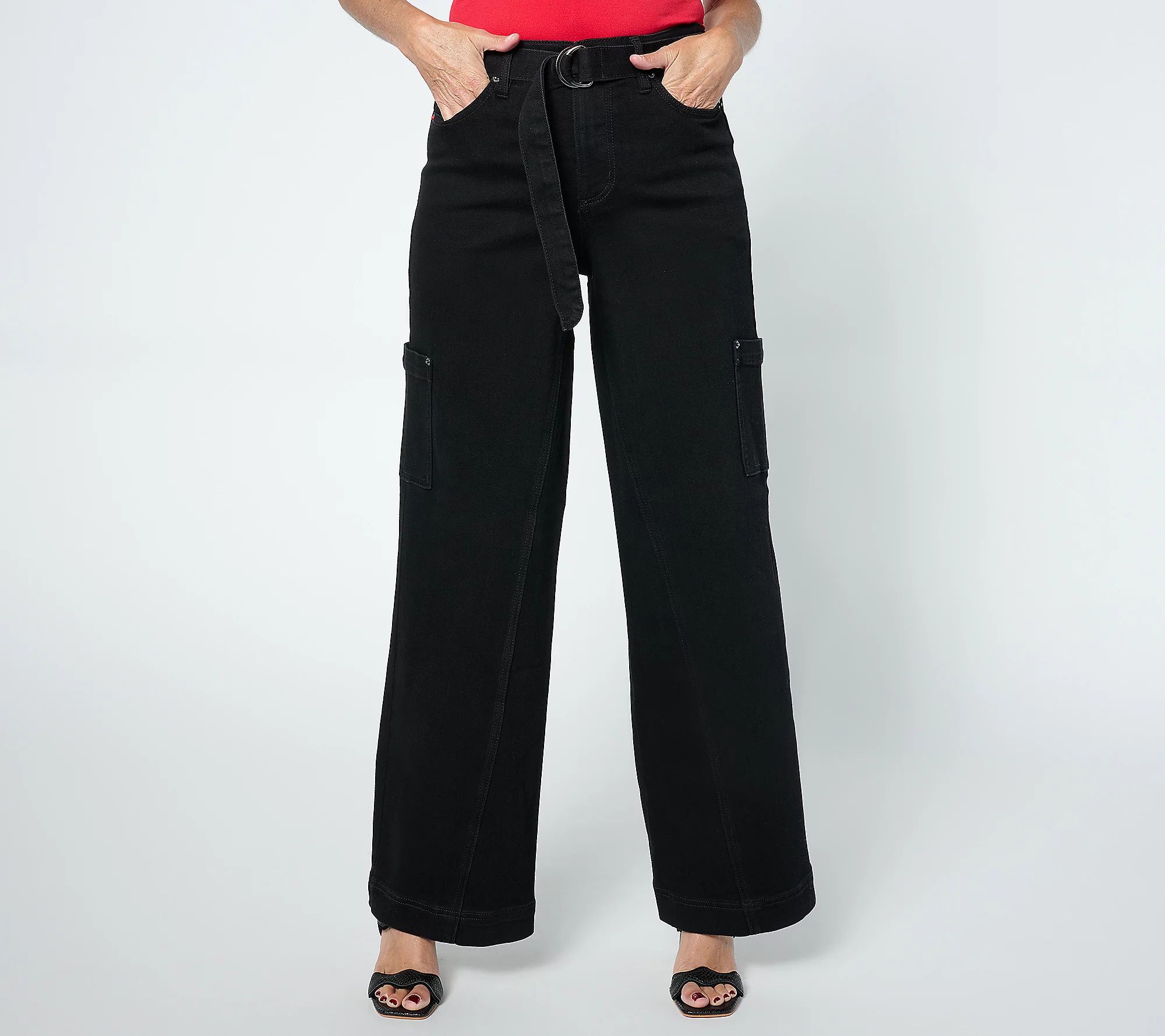 Peace Love World Authenic Denim Petite Self Belt Jean-Black | QVC