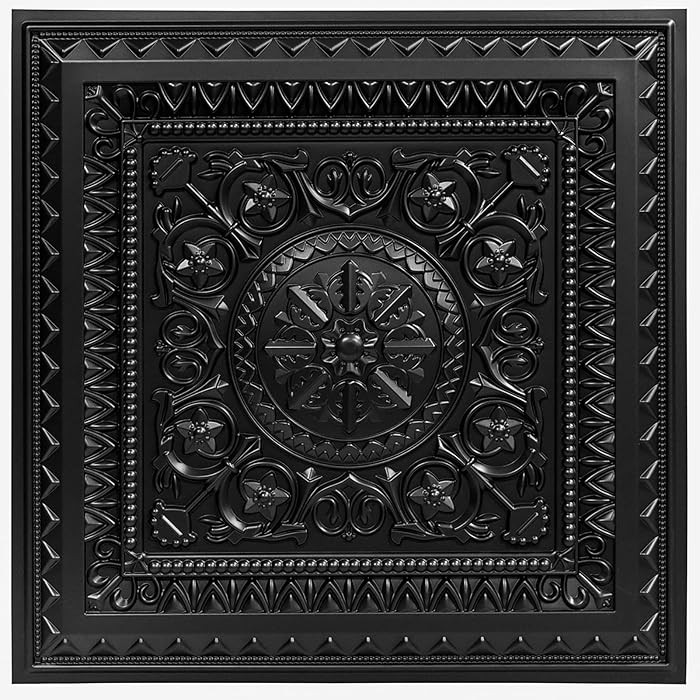 Art3d Drop Ceiling Tiles, Glue up Ceiling Tiles, 2'x2' Plastic Sheet in Black (12-Pack, 48 Sq.ft) | Amazon (US)