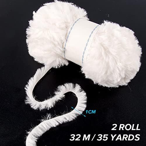 WXJ13 2 Roll Faux Fur Yarn, Chunky Yarn White Soft Fluffy Fur Yarn Fuzzy Fur Yarn Eyelash Yarn for C | Amazon (US)