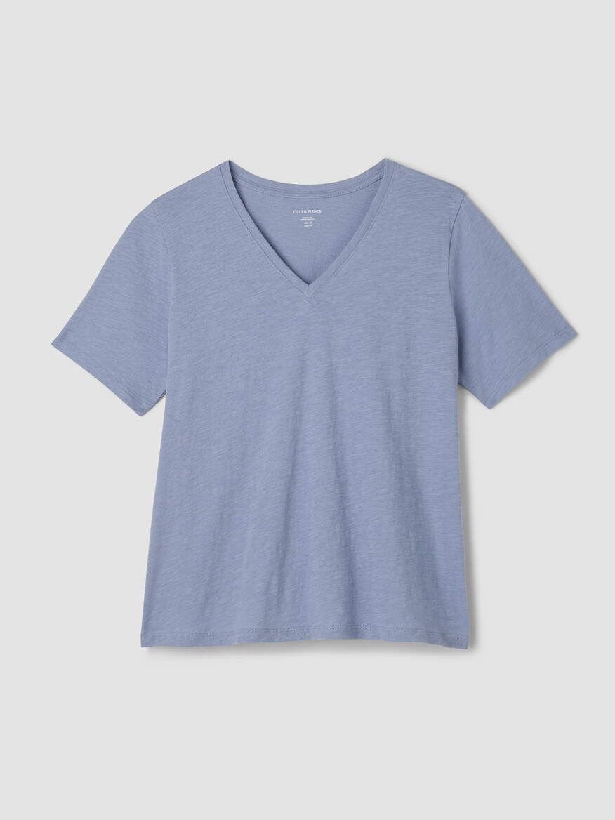 Organic Cotton Slubby Jersey V-Neck Tee | Eileen Fisher