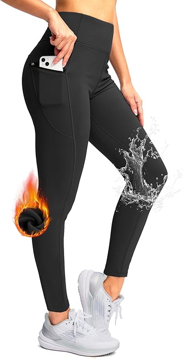 SANTINY Women's Fleece Lined Winter Leggings Water Resistant High Waisted Thermal Hiking Running ... | Amazon (US)