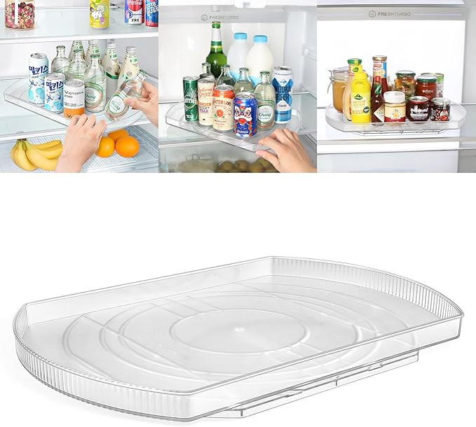 Lazy Susan Turntable Organizer for Refrigerator, Clear Square Rotating Fridge Organizer and Stora... | Amazon (US)