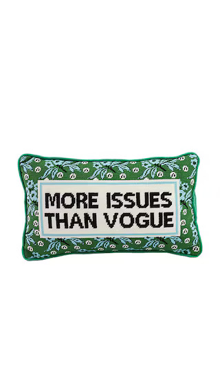 More Issues Needlepoint Pillow in Green & White | Revolve Clothing (Global)
