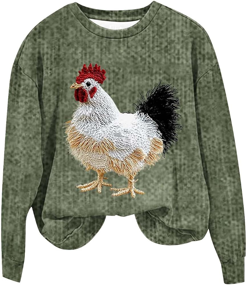 Chicken Sweatshirts for Women Funny Halloween Christmas Thanksgiving Rooster Shirts Farm Costumes... | Amazon (US)