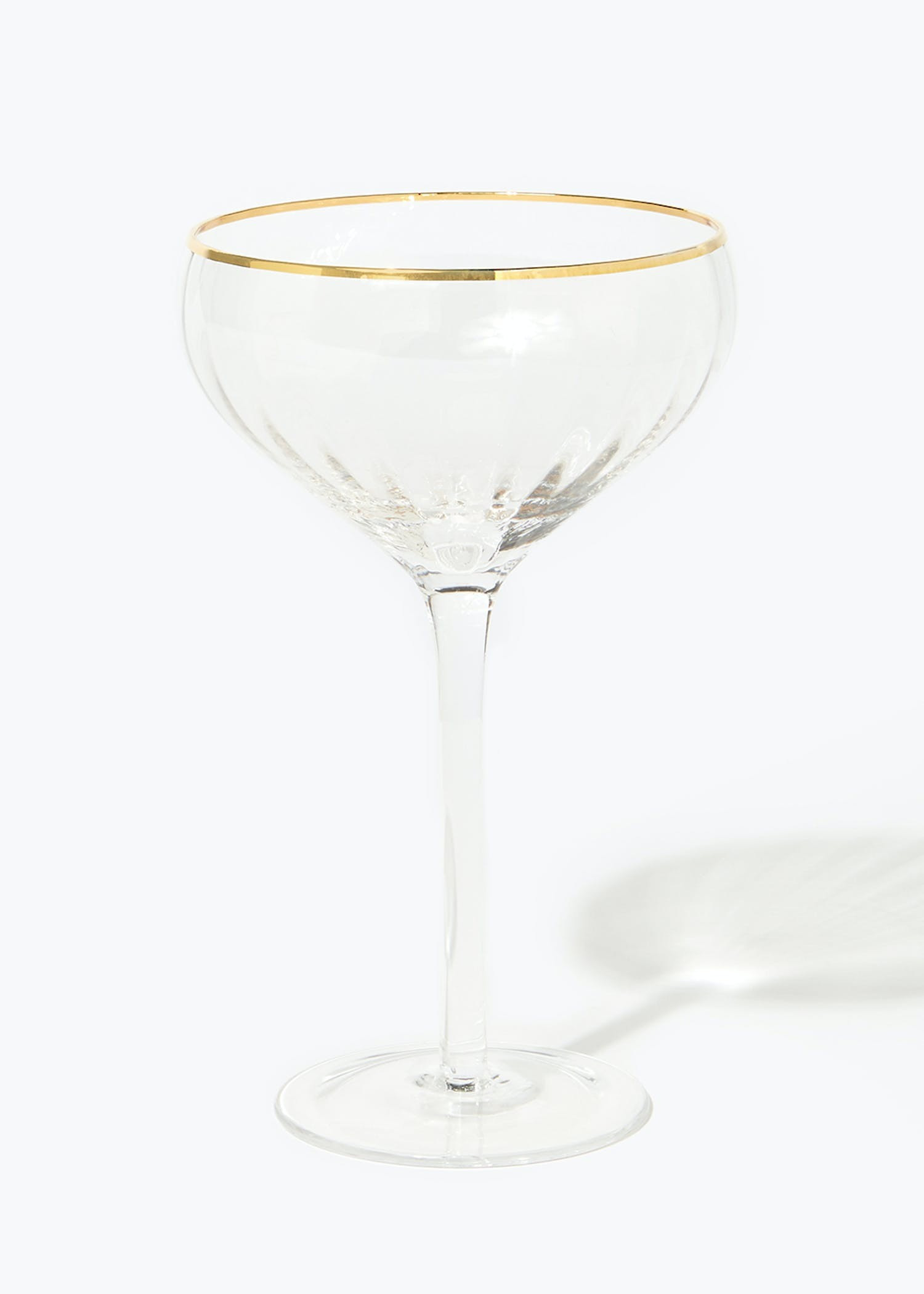 Metallic Rim Ribbed Coupe Glass (18cm x 10.5cm) – Clear | Matalan (UK)