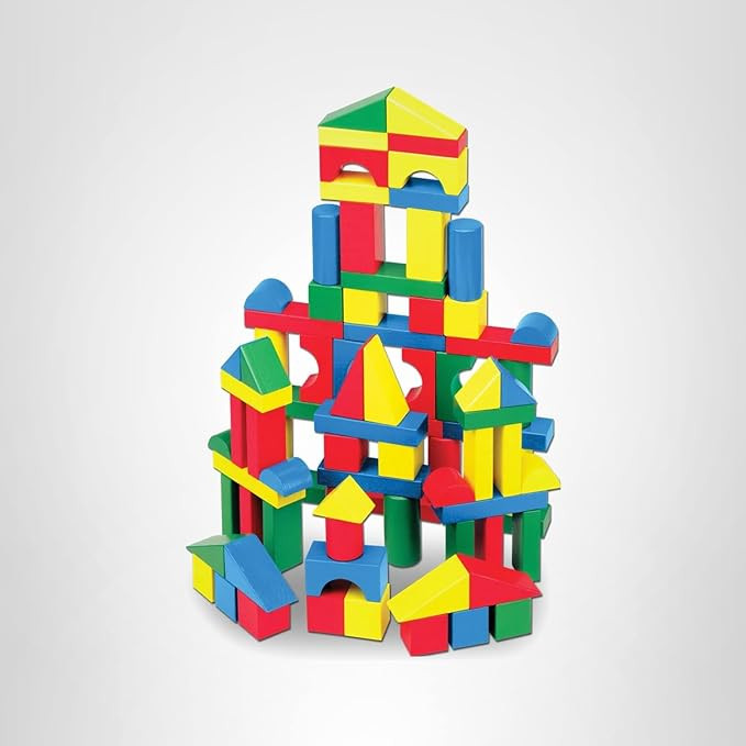Melissa & Doug Wooden Building Blocks Set - 100 Blocks in 4 Colors and 9 Shapes - FSC Certified | Amazon (US)
