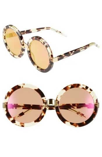 Women's Wildfox 'Malibu Deluxe' 55Mm Retro Sunglasses - Tortoise/ Gold/ Pink Mirror | Nordstrom