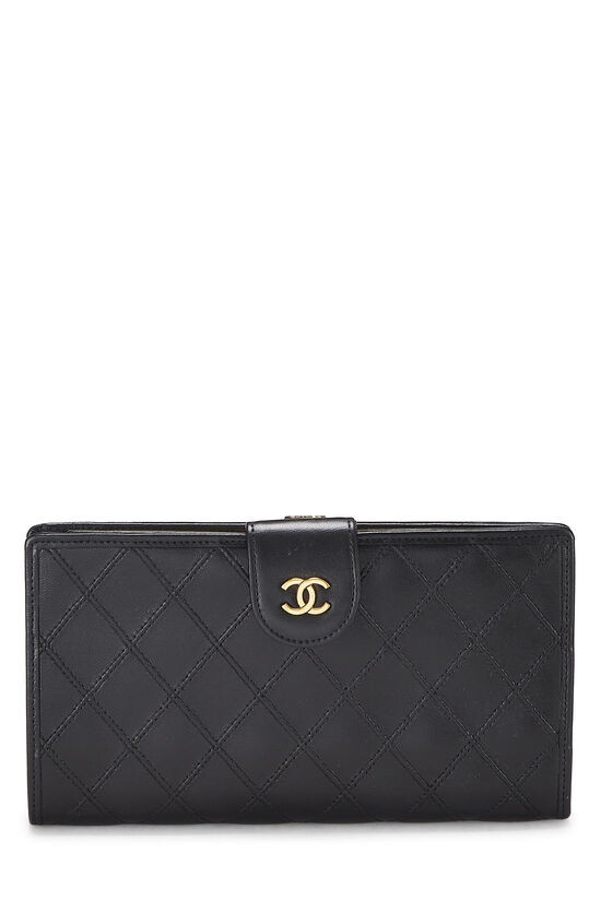 Black Lambskin Long Flap Wallet | What Goes Around Comes Around