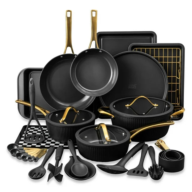 Thyme & Table 32-Piece Non-Stick Cookware & Bakeware Set, Black | Walmart (US)