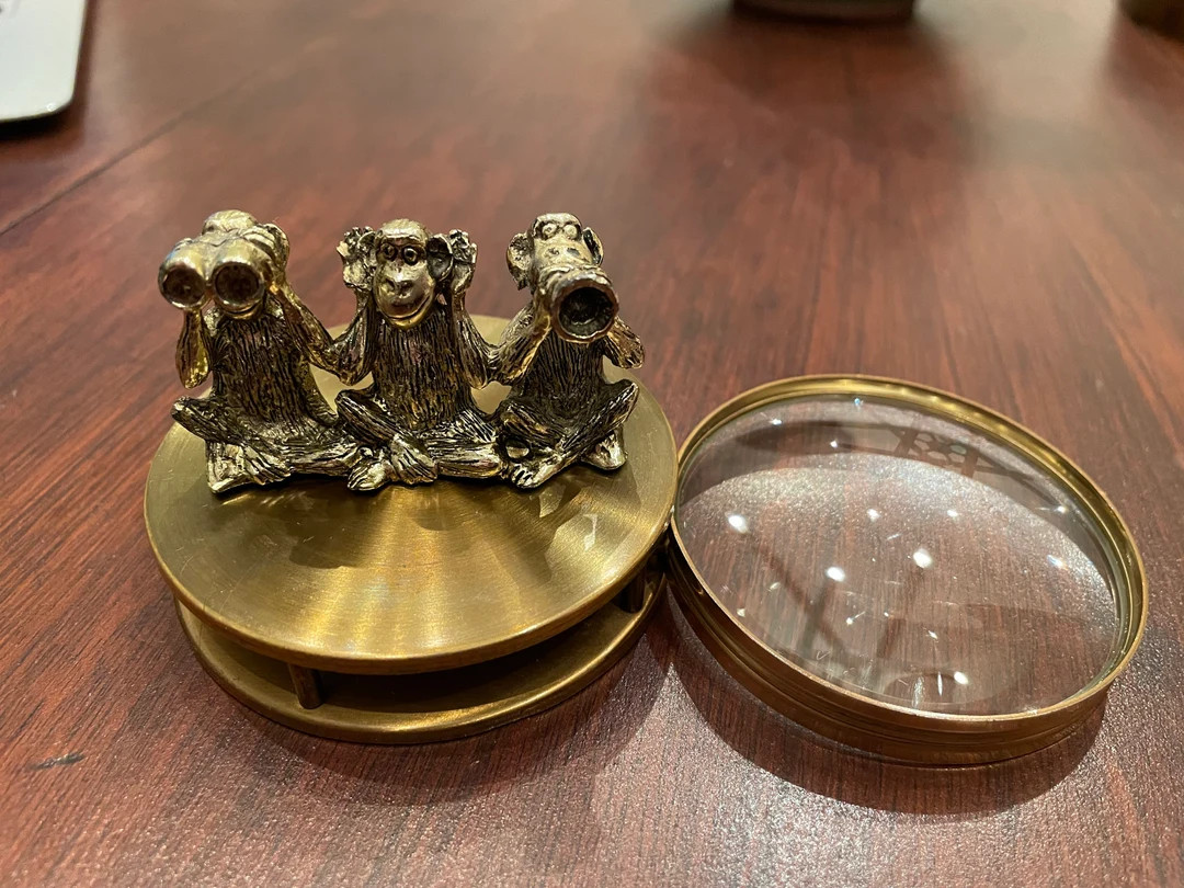 Brass Magnifying Glass Trio of Monkeys Hear No Evil See No Evil Speak No Evil - Etsy | Etsy (US)