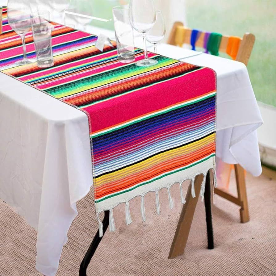 Mexican Table Runner 14 x 84 Inch Mexican Serape Table Runner for Mexican Party Wedding Decoratio... | Amazon (US)