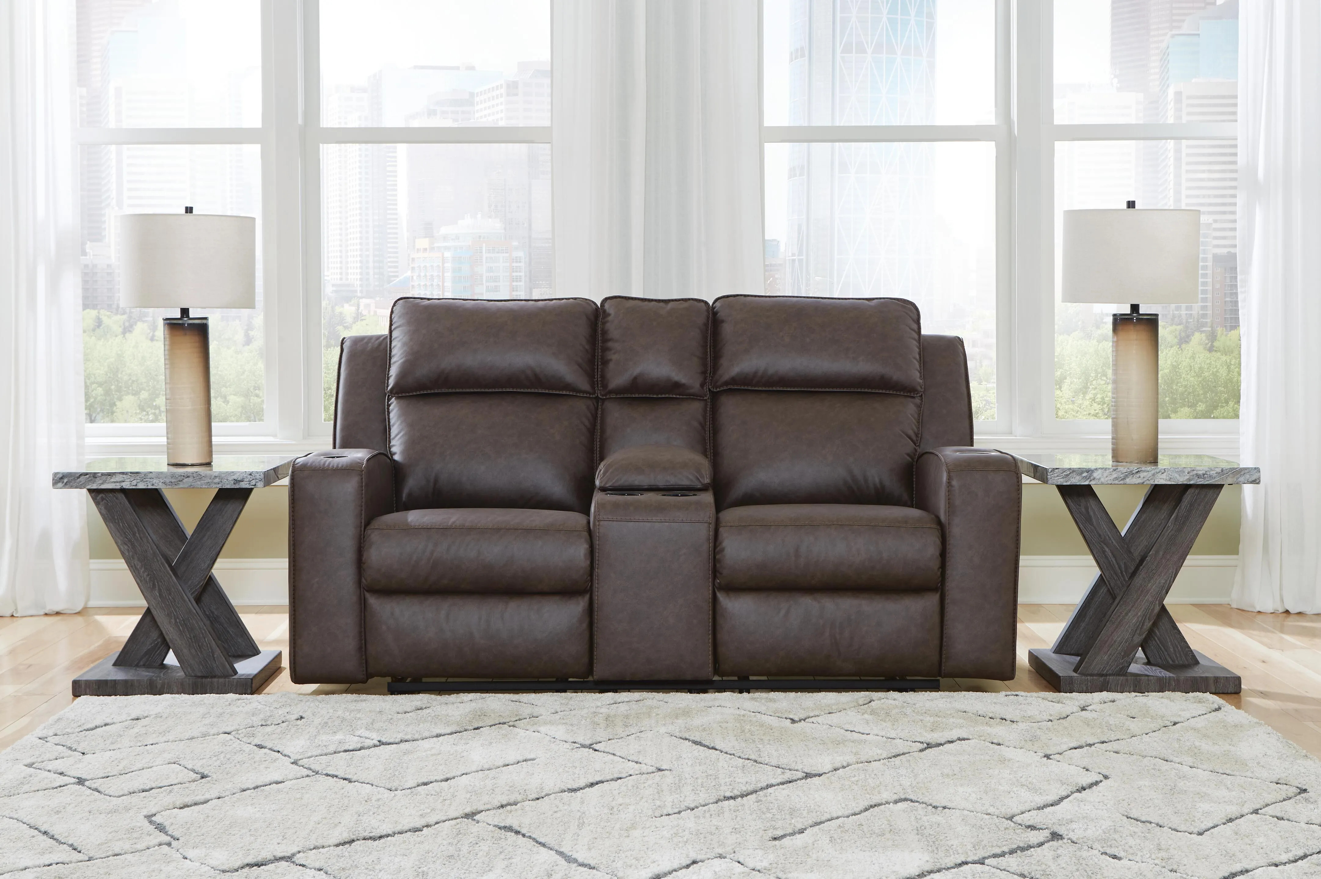 Lavenhorne Manual Reclining Loveseat with Console | Ashley | Ashley