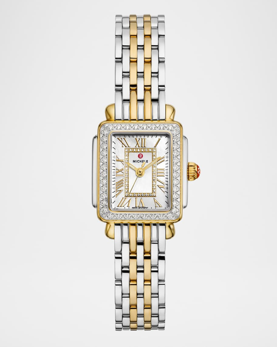 MICHELE Deco Madison Mini Diamond Two-Tone 18K Gold-Plated Bracelet Watch | Neiman Marcus