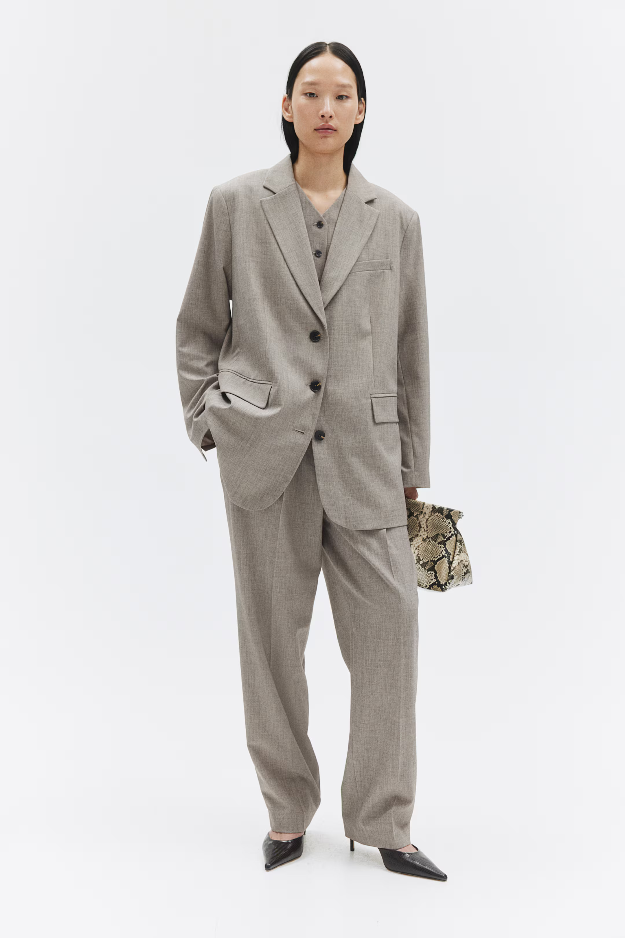 Americana oversize - Beige grisáceo - MUJER | H&M ES | H&M (FR, IT, ES, PT, BE)