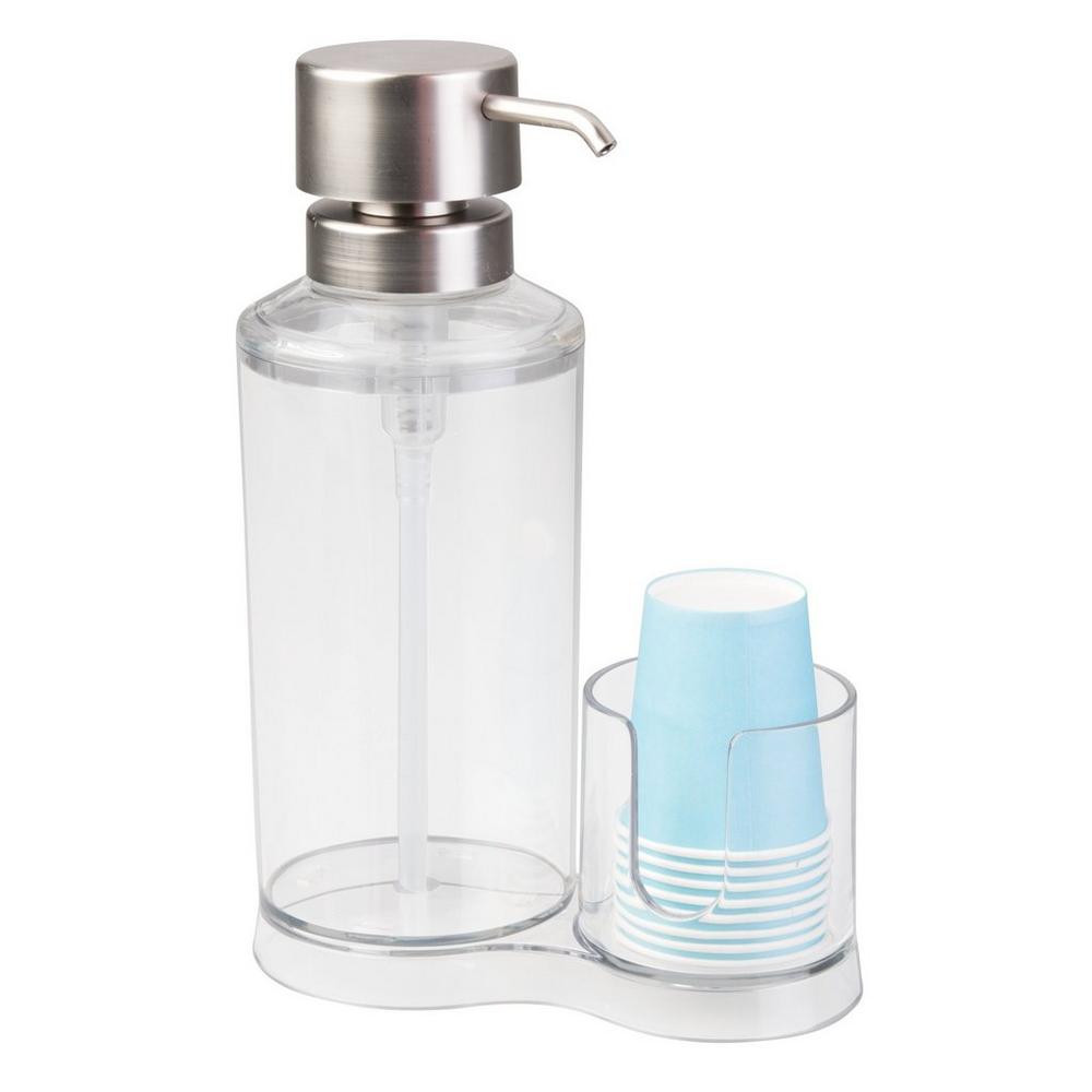 iDesign Mouthwash Caddy with Cup Holder - Clear/Brushed | Ulta