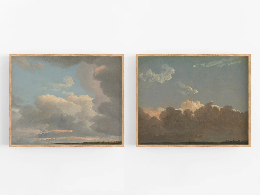 Set of Two Cloud Study Art Prints / Ocean Art / Cloud Art / Vintage Art / Nautical Art / Wall Dec... | Etsy (US)