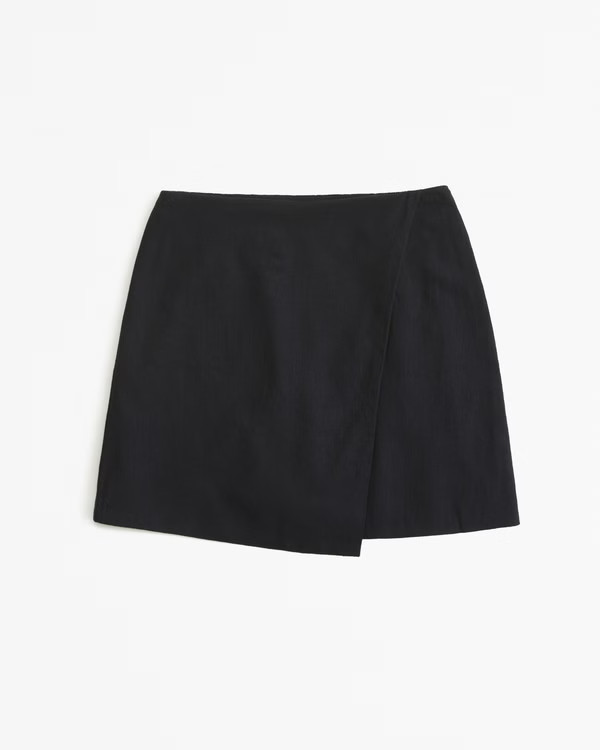 The A&F Scarlett Linen-Blend Wrap Mini Skort | Abercrombie & Fitch (US)