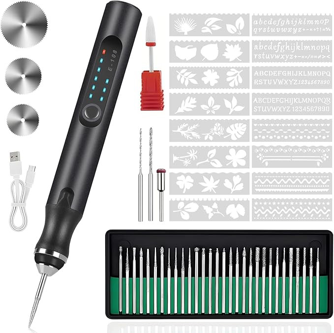 Engraving Pen with 37 Bits, USB Rechargeable Cordless Etching Engraving Tool, Portable DIY Rotary... | Amazon (US)