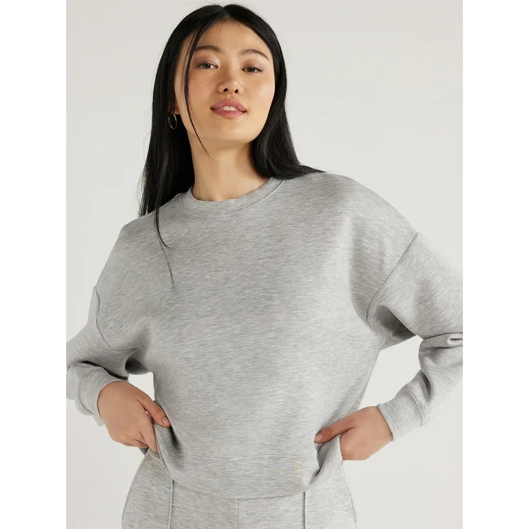 Scoop Women's and Women's Plus Scubaknit Cropped Sweatshirt with Drop Sleeves, Size XS-4X | Walmart (US)