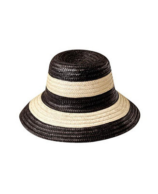 NONA Striped Bucket Palm Straw Hat In Black and Natural - Macy's | Macy's