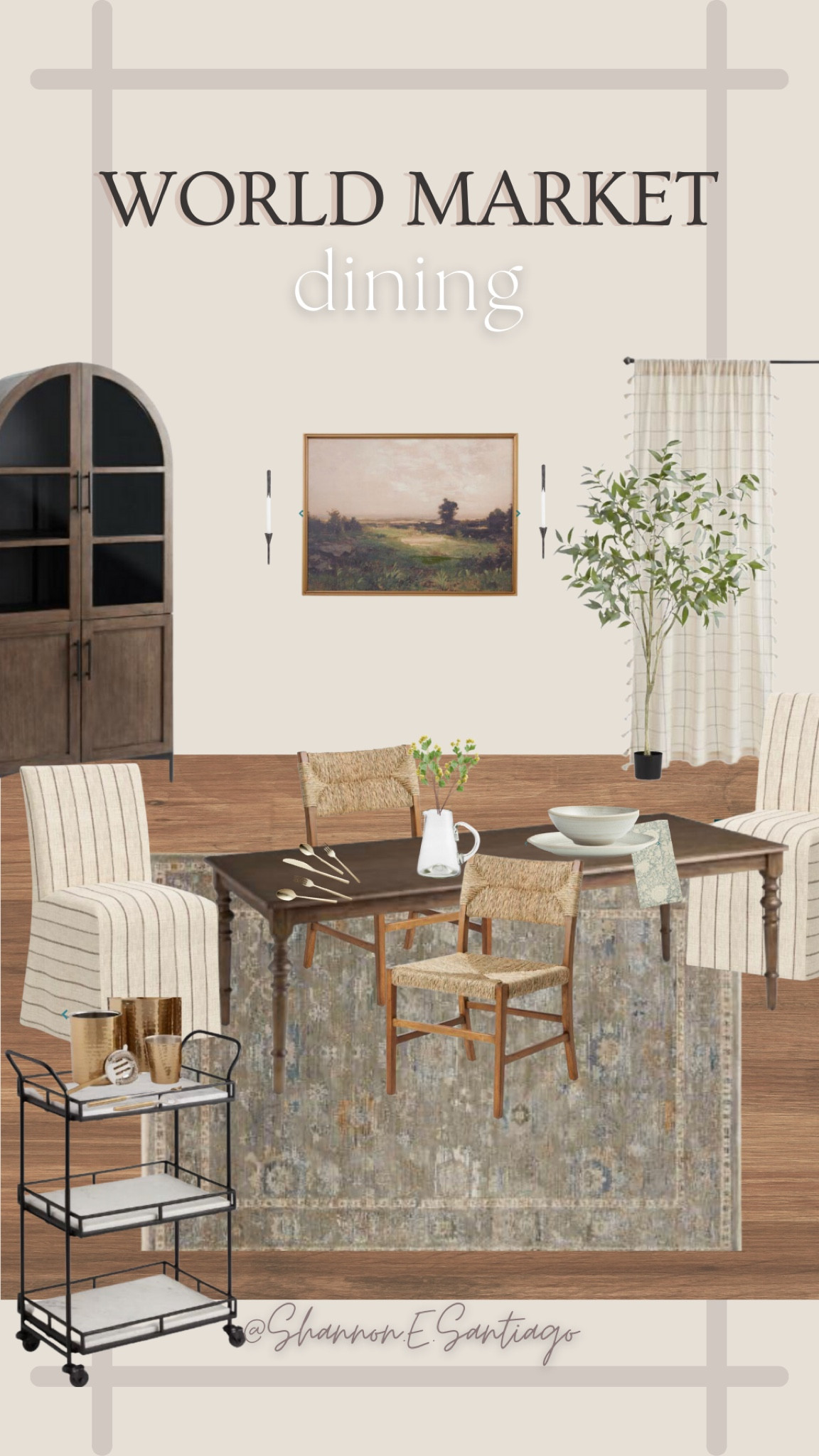 World market dining room, transitional decor, modern vintage style, moodboard, budget room decor, 