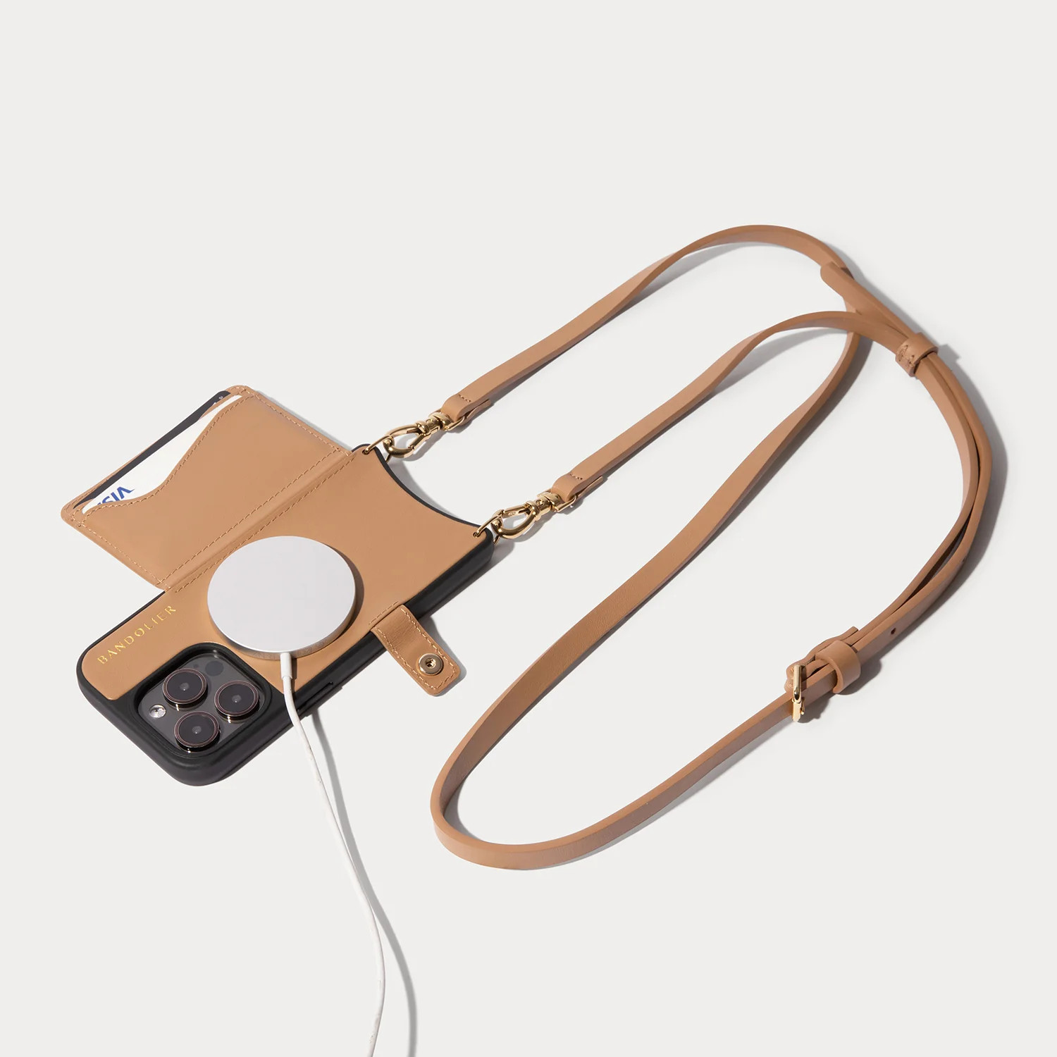 Mila MagSafe Charging Crossbody Bandolier - Tan/Gold | Bandolier