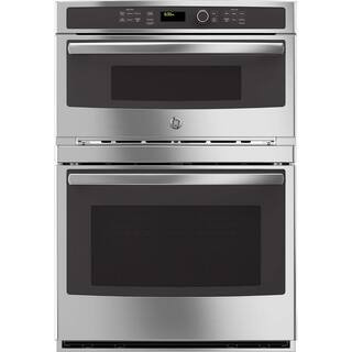 GE 30 in. Double Electric Wall Oven with Built-In Microwave in Stainless Steel JT3800SHSS - The H... | The Home Depot