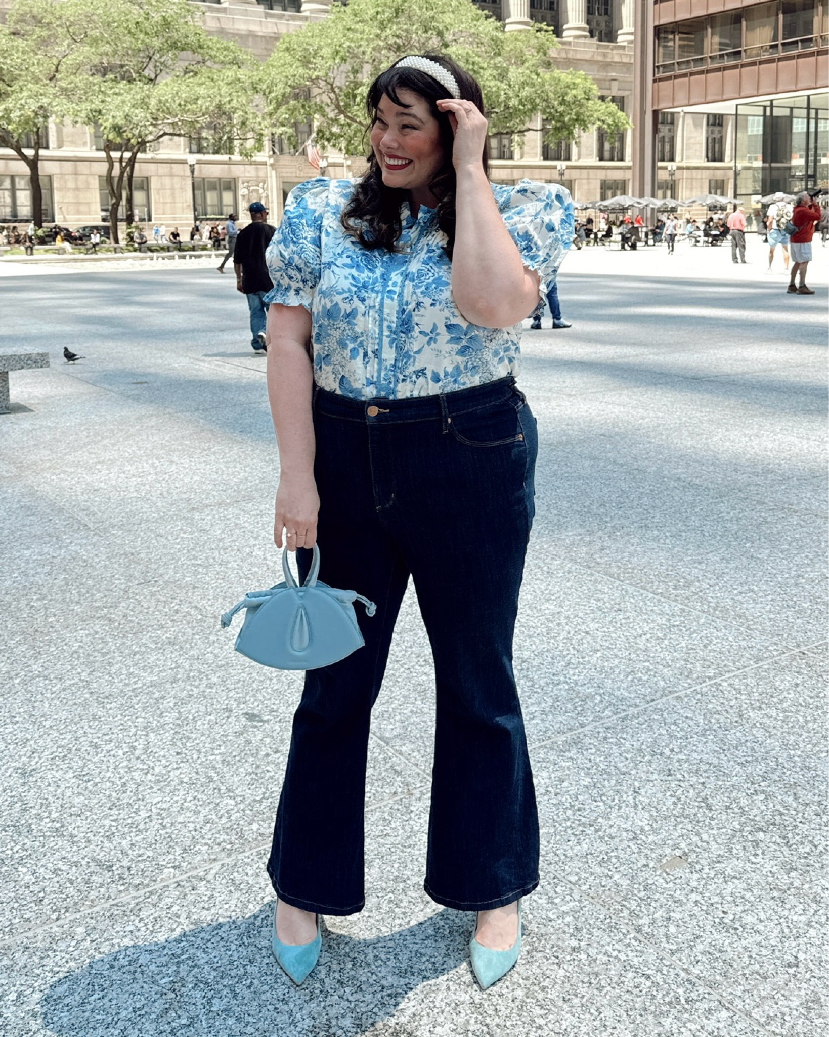 I love this plus size blue floral blouse from Ivy City Co! I felt so cute and put together in this outfit, 10/10. 

#LTKFindsUnder100 #LTKPlusSize