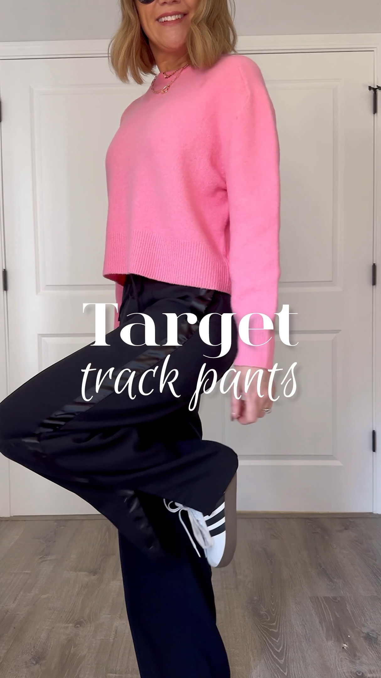 These elevated track pants from target are on sale and I’m kind of obsessed. You could absolutely dress these up, but I love how they look styled casually with these plush sweaters also from target and also on sale. Add a low profile sneaker and you’ll be comfy and look pulled together. Or snazz them up for date night with these red buckle flats
Pants small 
Sweaters large 
Studded, denim jacket, medium 

#LTKVideo #LTKHoliday #LTKSaleAlert