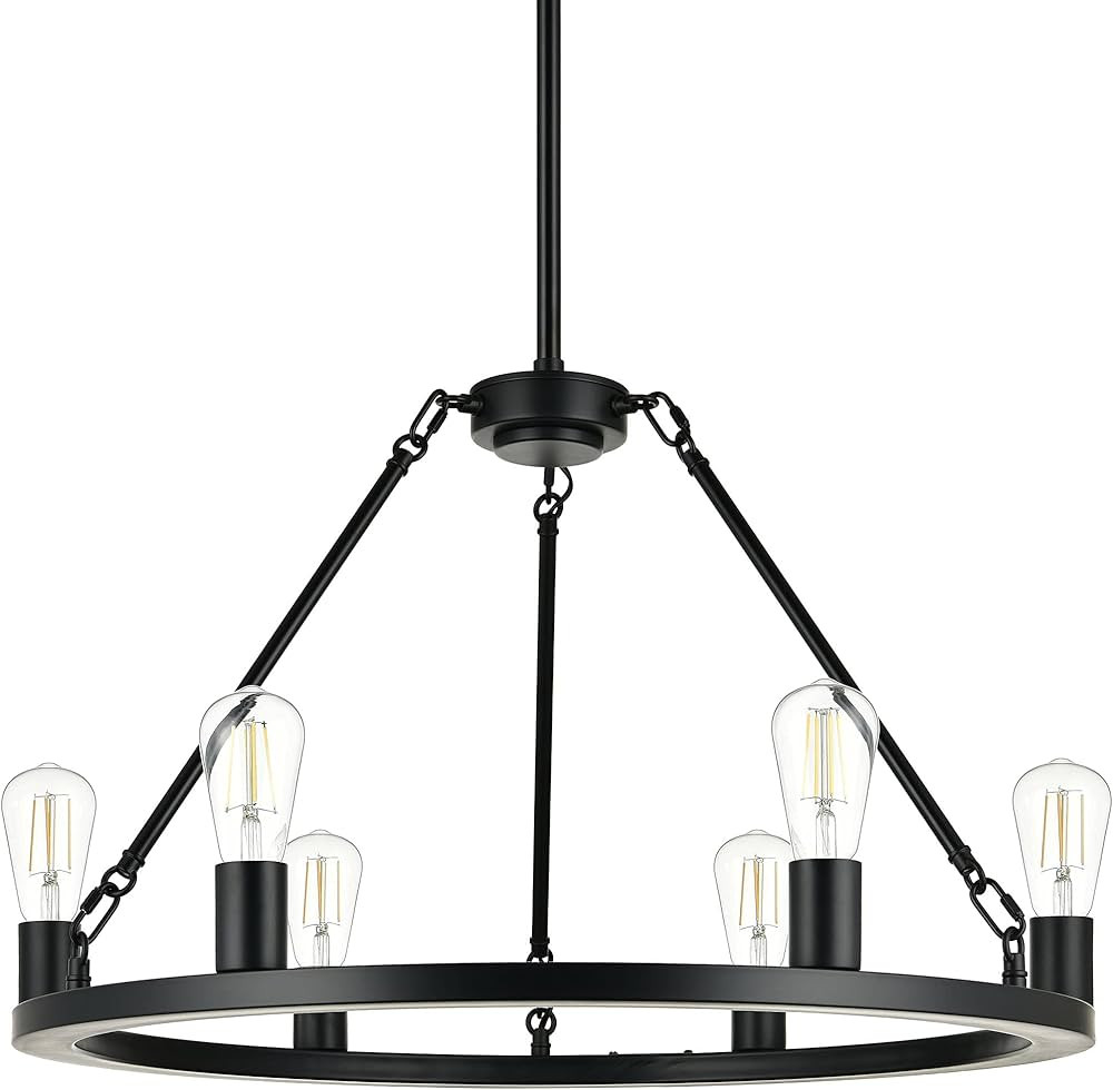 Linea di Liara Sonoro Black Chandelier Dining Room Light Fixture Small Wagon Wheel Chandelier Rus... | Amazon (US)